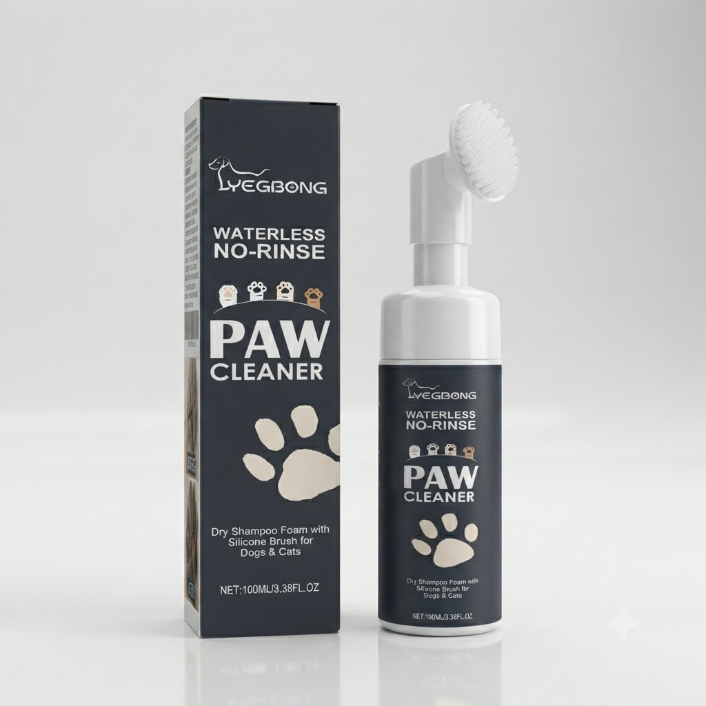 100% Natural Waterless No-Rinse Paw Dry Shampoo Foam With Silicon Brush