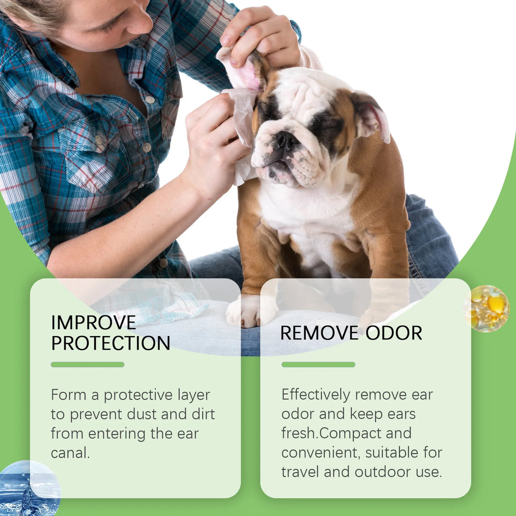 Pet Cleaning Cotton Pads Otic Cleanser to Stop Ear Itching and Infection