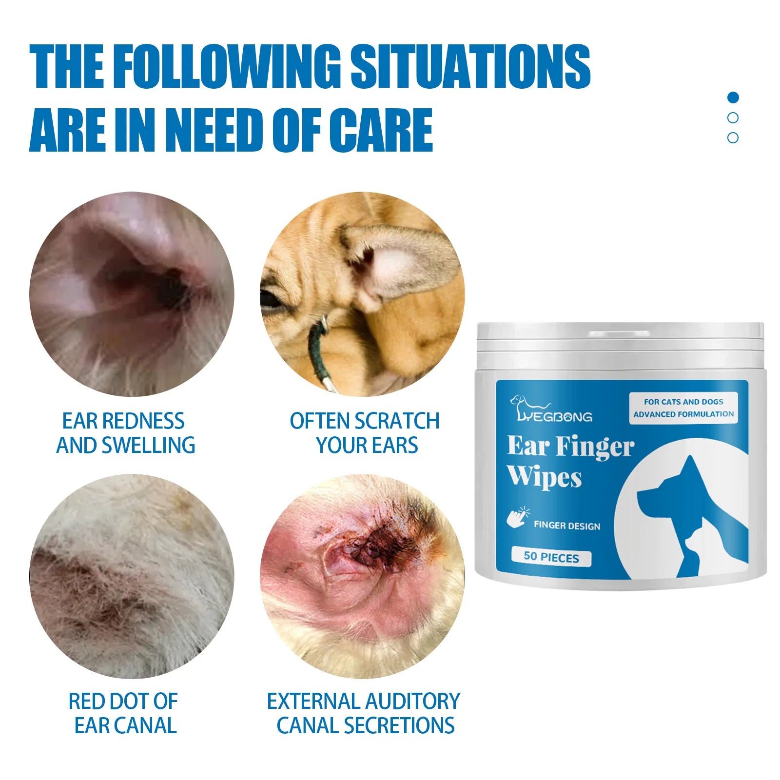 Pet Cleaning Finger Ear Wipes to Remove Earwax Ear Mites Ear Cleaning Care Pet