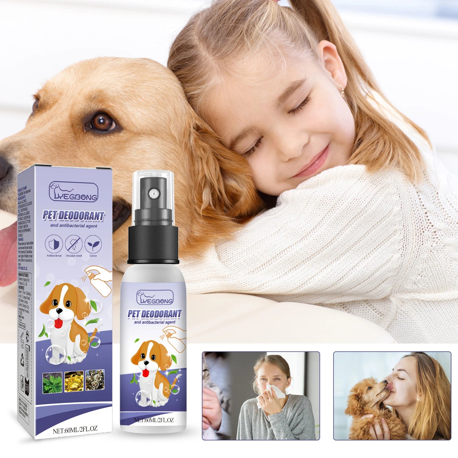 60ml Gentle Plant Ingredients Pet Deodorant Deodorizer Spray
