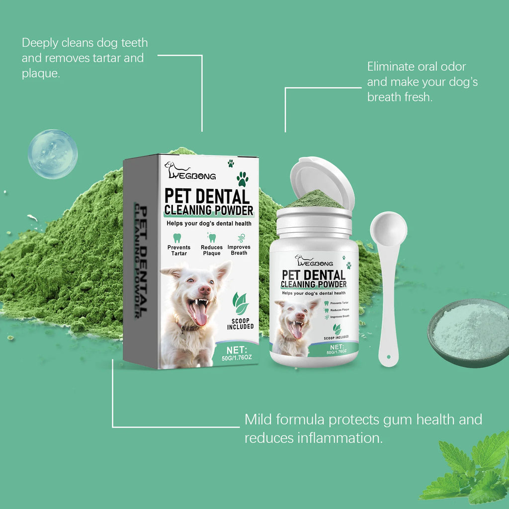 Pet Dental Powder Oral Care Supplement Fresh Breath and Teeth Cleaning Support