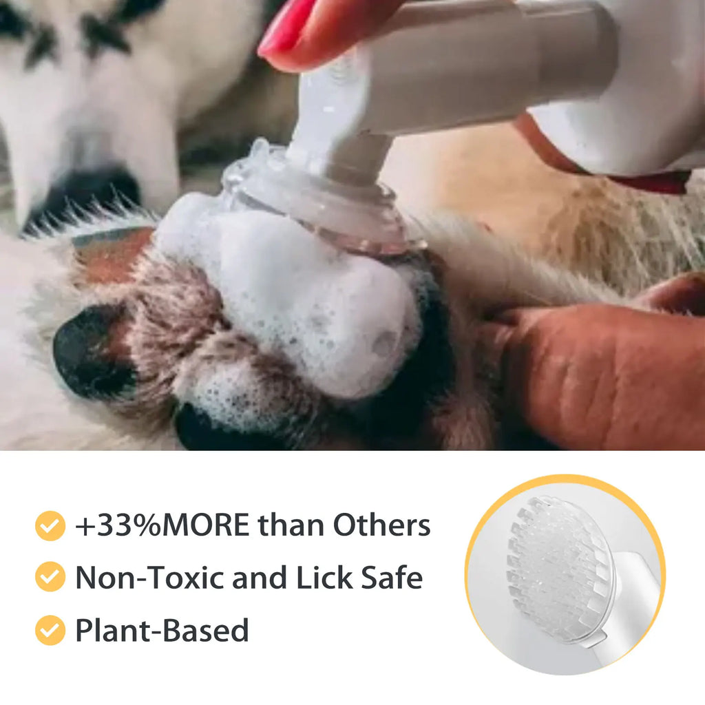 100% Natural Waterless No-Rinse Paw Dry Shampoo Foam With Silicon Brush