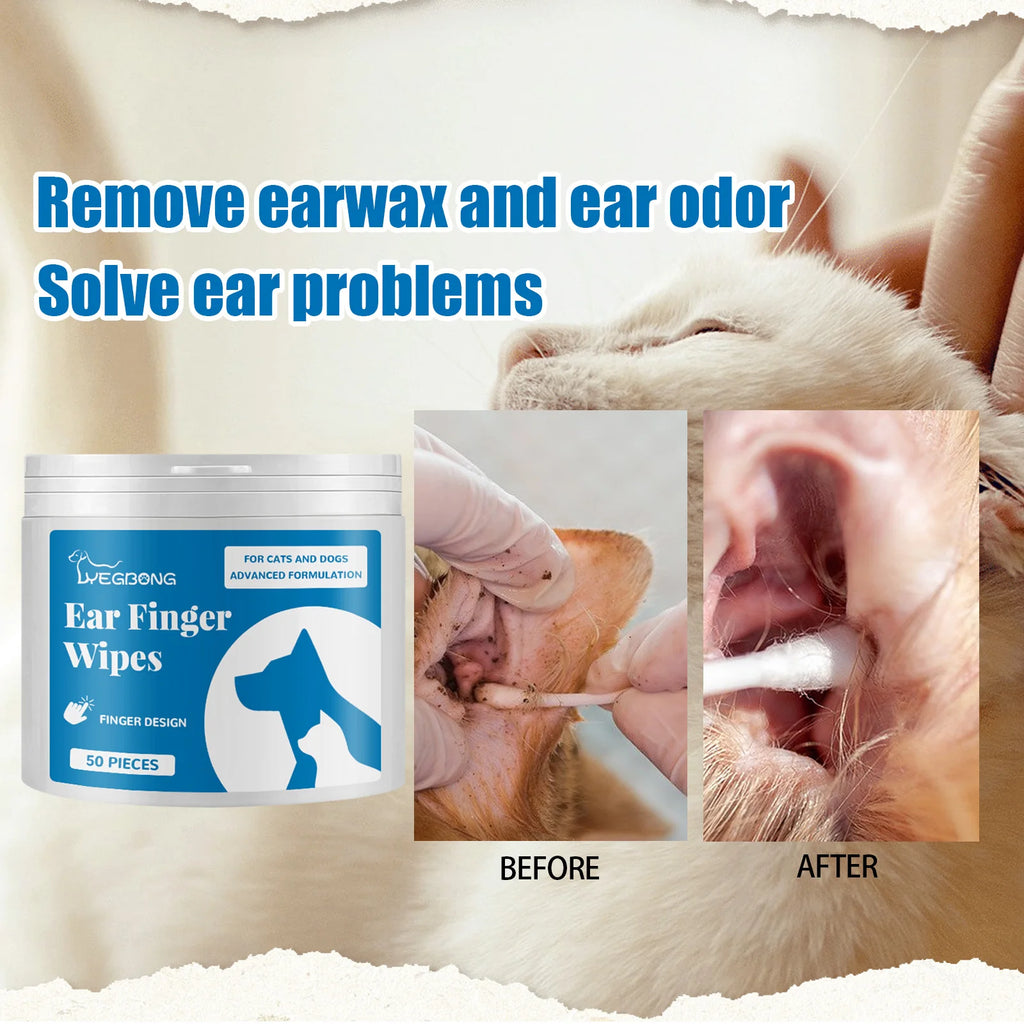 Pet Cleaning Finger Ear Wipes to Remove Earwax Ear Mites Ear Cleaning Care Pet