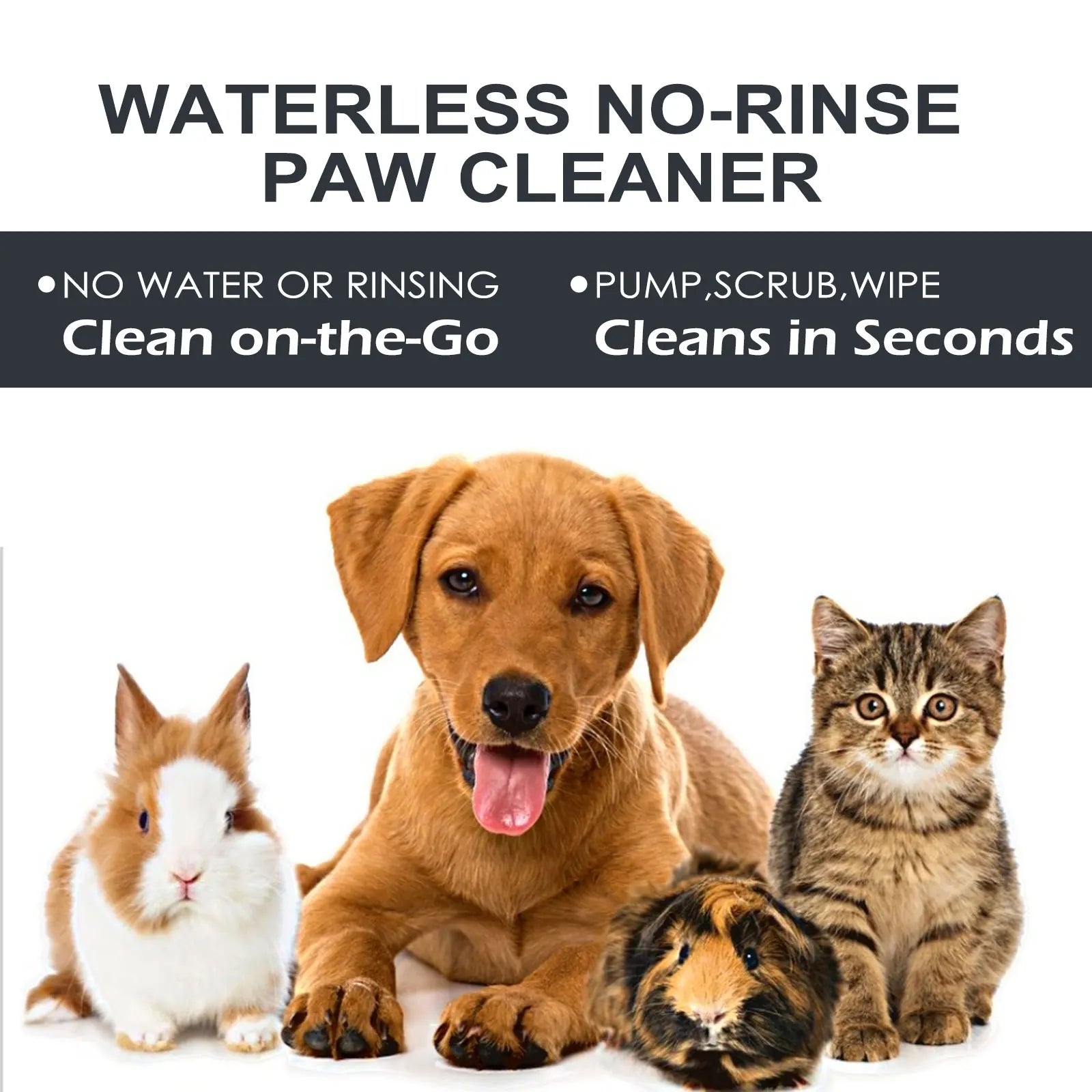 100% Natural Waterless No-Rinse Paw Dry Shampoo Foam With Silicon Brush
