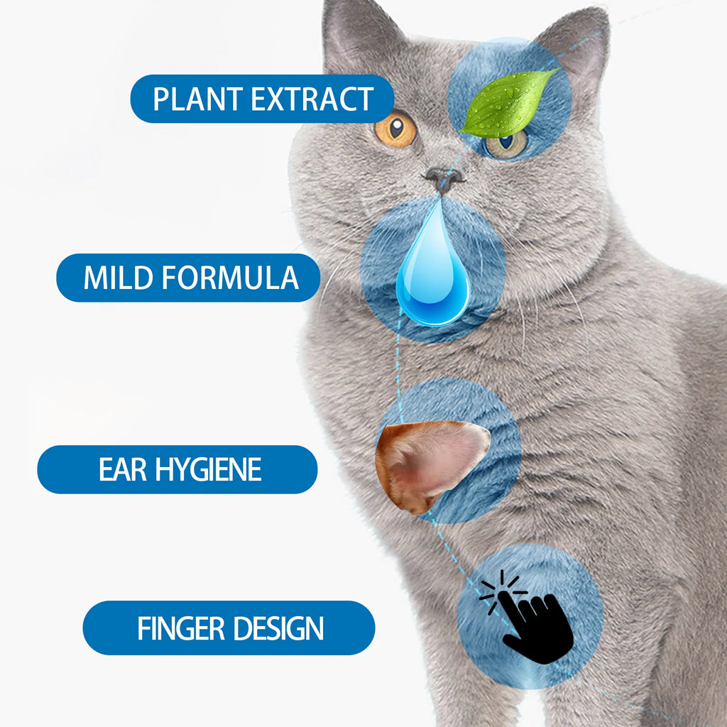 Pet Cleaning Finger Ear Wipes to Remove Earwax Ear Mites Ear Cleaning Care Pet