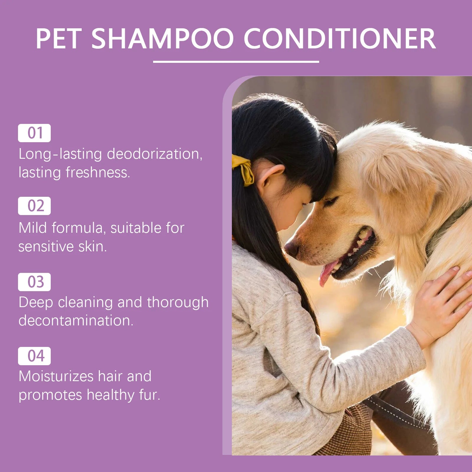 Pet Bath Supplies Tear Free Natural Formula Lavender Pet Shampoo Conditioner