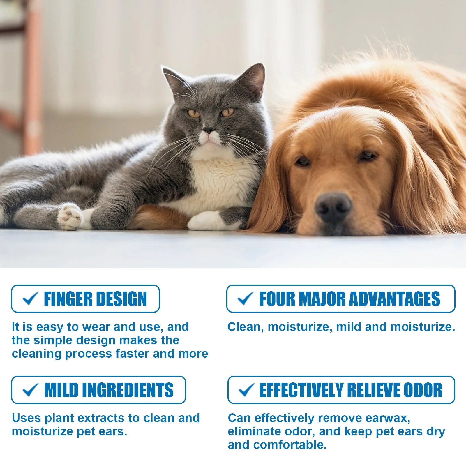 Pet Cleaning Finger Ear Wipes to Remove Earwax Ear Mites Ear Cleaning Care Pet