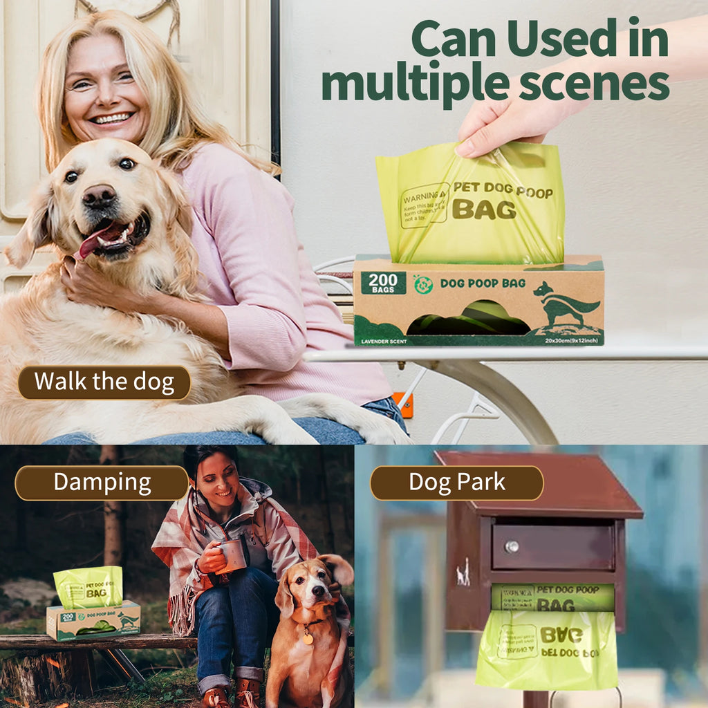 Dog Poop Bags Eco-Friendly Biodegradable With Green Lavender Scent