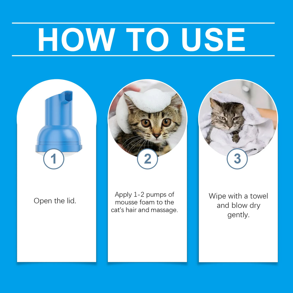 60ml Cat Cleaning Mousse Non-Irritating Gentle Cat Cleaning Foam