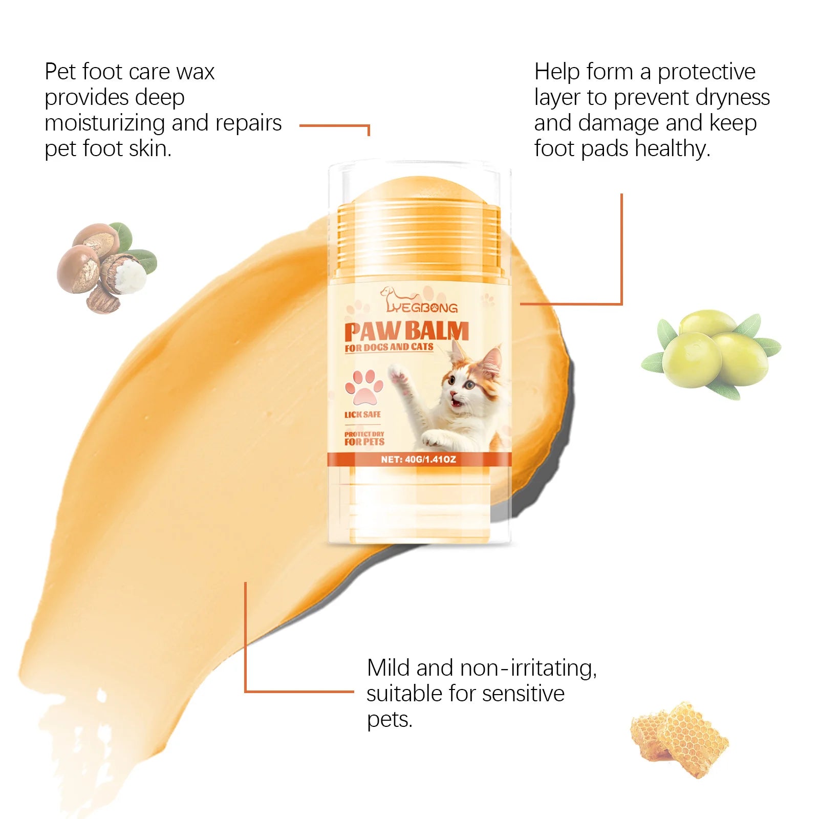 Pet Paw Care Stick Natural Ingredients Prevent Dryness and Cracking
