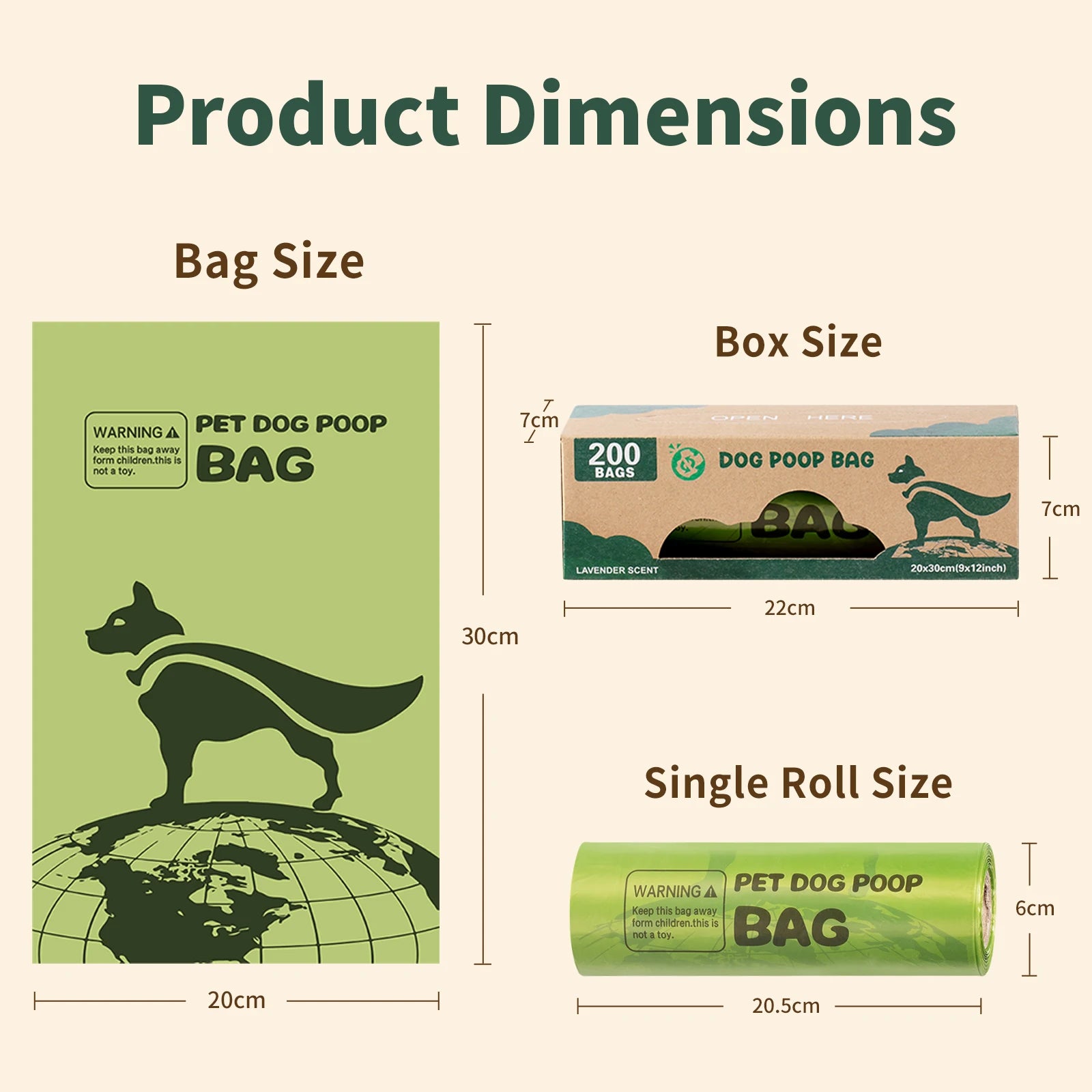Dog Poop Bags Eco-Friendly Biodegradable With Green Lavender Scent