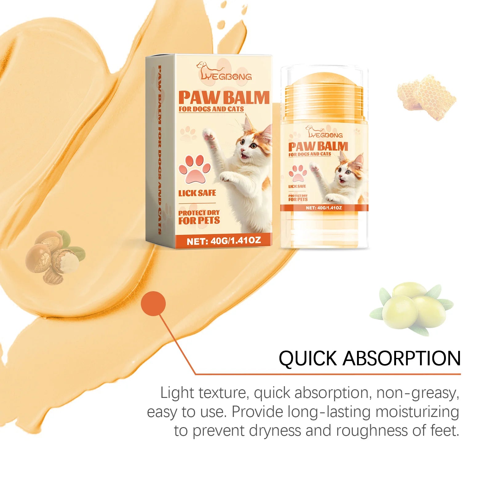 Pet Paw Care Stick Natural Ingredients Prevent Dryness and Cracking