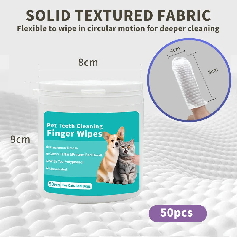 Pet Teeth Cleaning Wipes, Cats and Dogs