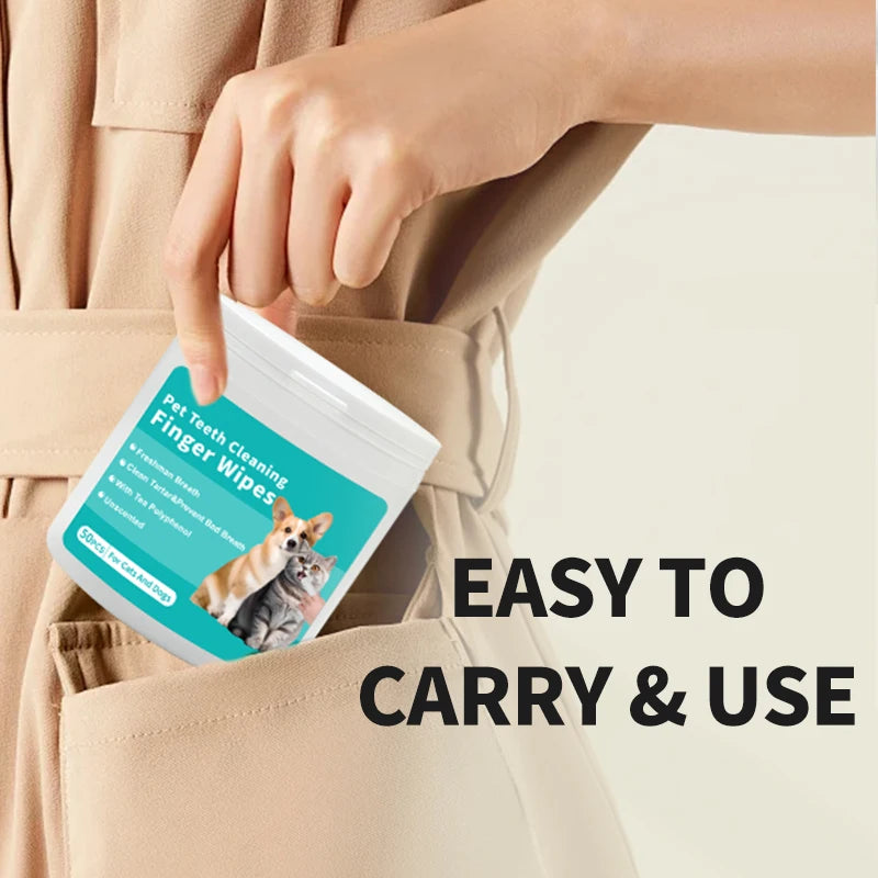 Pet Teeth Cleaning Wipes, Cats and Dogs